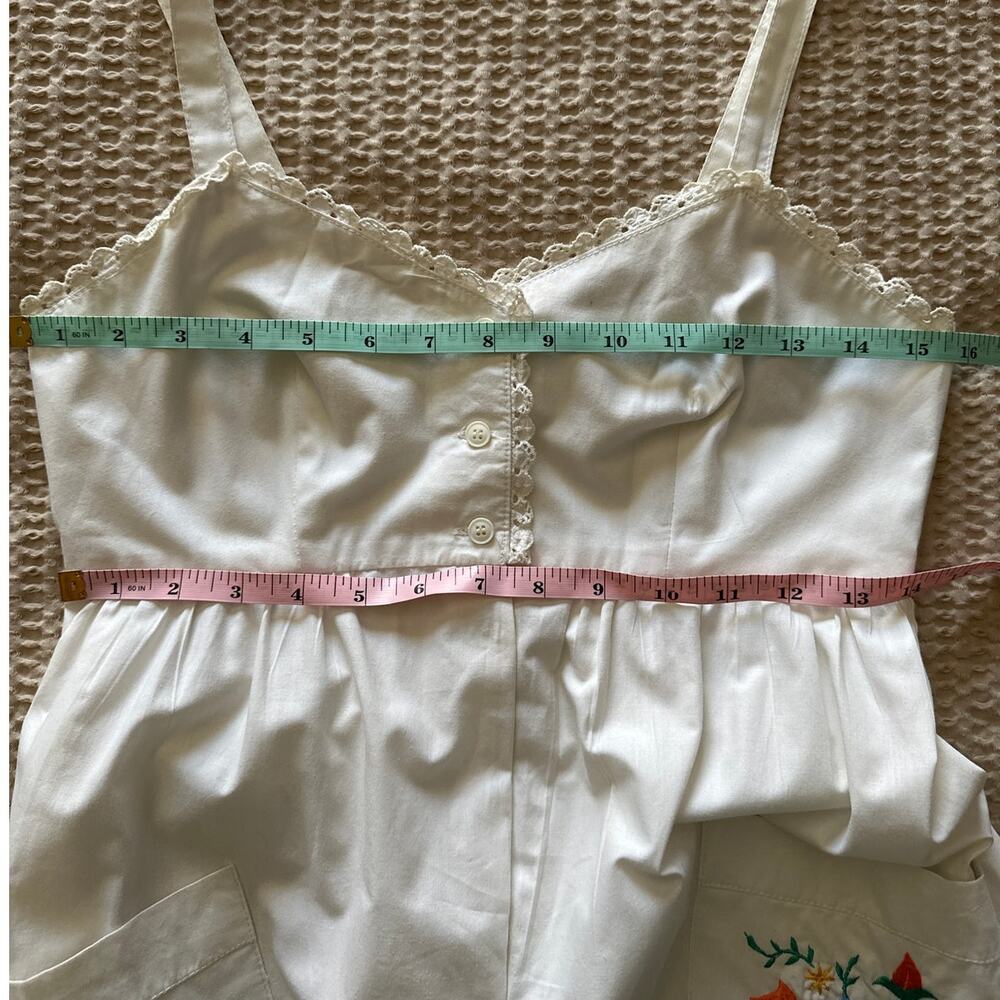 Vintage Cottage Core White Sleeveless Dress Embroidered Flowers Whip-O-Will - Picture 5 of 6